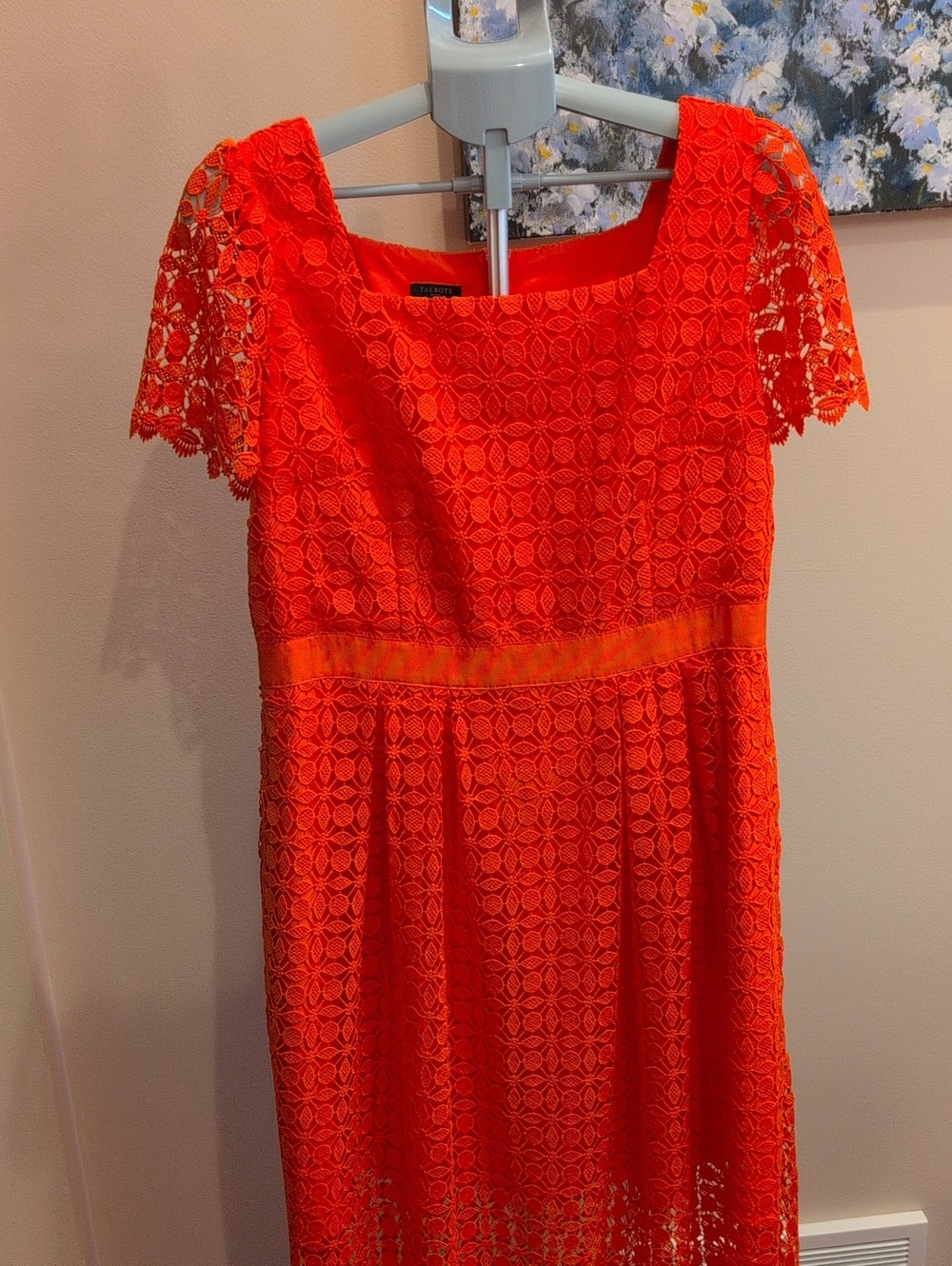 Talbots Orange Lace Midi Dress